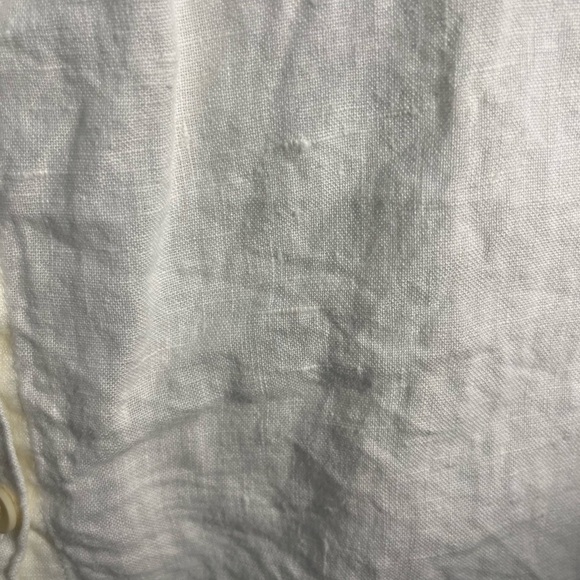 Flax Cream Celebration Blouse button front pockets 100% linen size medium tunic - Picture 4 of 8